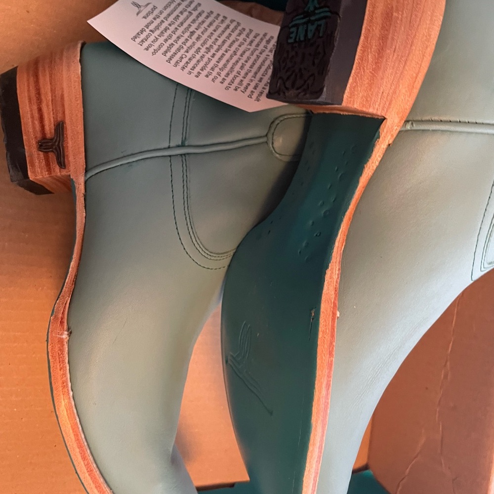 Lane.Turquoise Blue Ankle Boots W. Gorgeous. Leather. Size 8.5 NWT Brand New - Picture 3 of 12